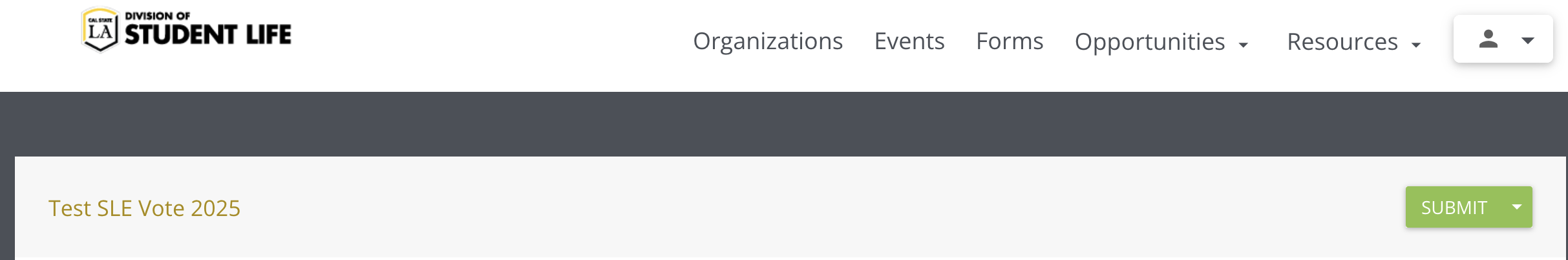 Green submit button at the top right corner of the page is available upon completion.