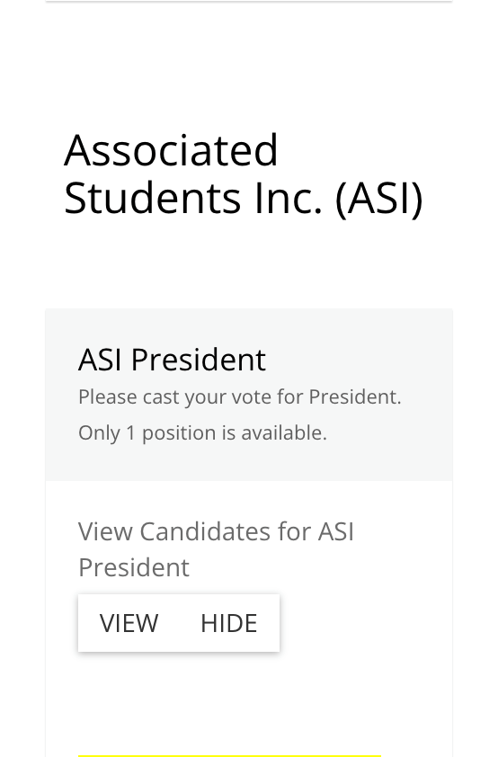 Toggle shows a radio section to view candidates or hide the options.