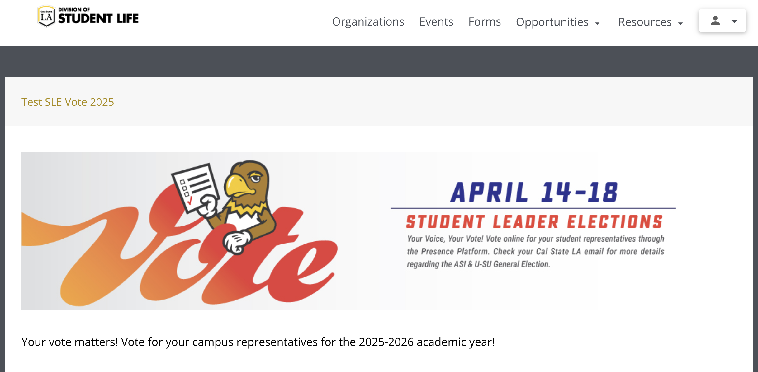 Screenshot of the hero header section of the Presence voting form.