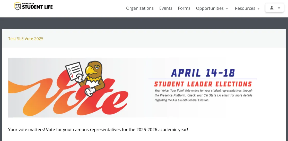 Screenshot of the hero header section of the Presence voting form.